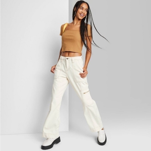 wild fable Pants - Women's High-Rise Cargo Baggy Jeans -
Wild Fable Off-White